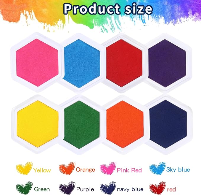 MoloTAR Craft Large Ink Pad Stamps Partner DIY Color, 8 Colors Hexagon Rainbow - Image 3