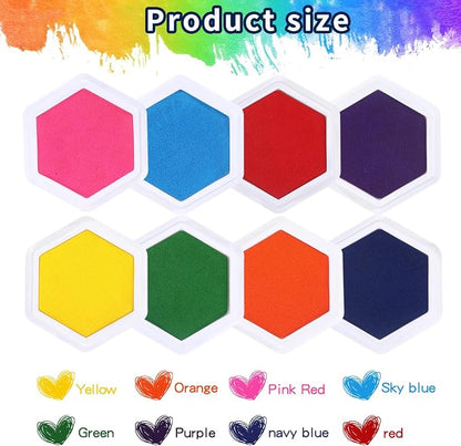MoloTAR Craft Large Ink Pad Stamps Partner DIY Color, 8 Colors Hexagon Rainbow - Image 3