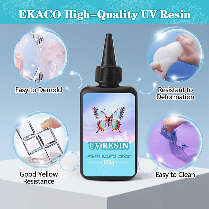 EKACO UV Resin, 400g UV Epoxy Resin Type Fast Curing Premixed Low Odor Super - Image 3