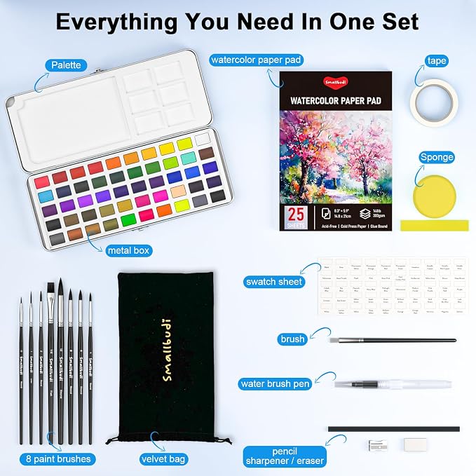 Watercolor Paint Set 50 Colors Including Metallic, Watercolor Kit - Image 2