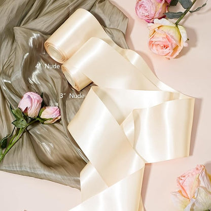 LaRibbons Nude Satin Ribbon 3 Inch 10 Yards Double Faced Luxury Nude Silk Ribbon - Image 6