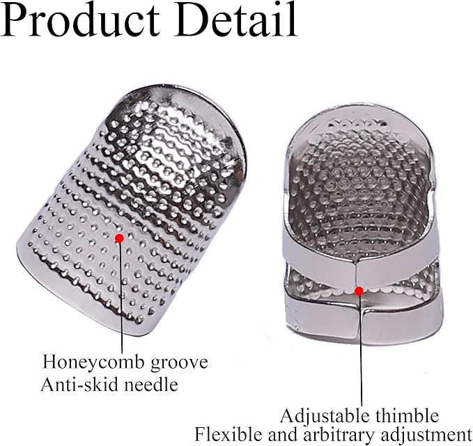 J.CARP 4Pcs Sewing Thimble, Metal Silvery Sewing Thimble Finger Protector - Image 3