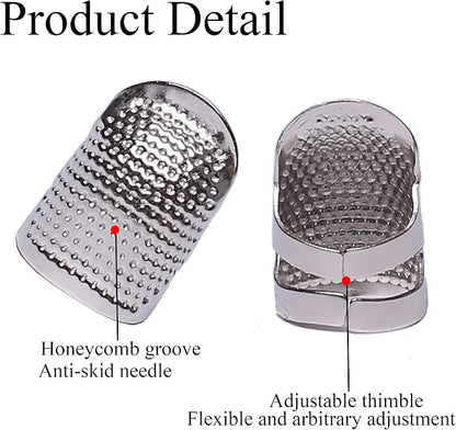 J.CARP 4Pcs Sewing Thimble, Metal Silvery Sewing Thimble Finger Protector - Image 3