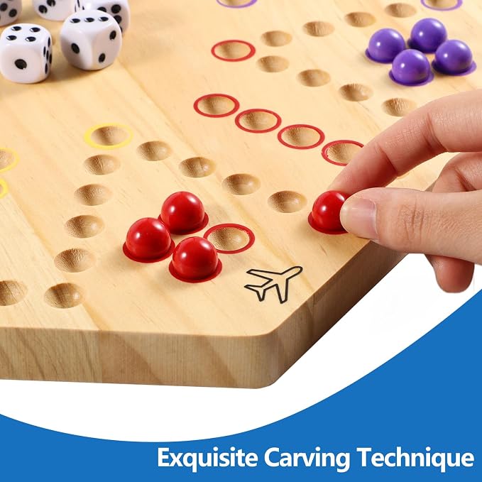 Original Marble Game Wahoo Board Game Double Sided Painted Wooden Fast Track - Image 6