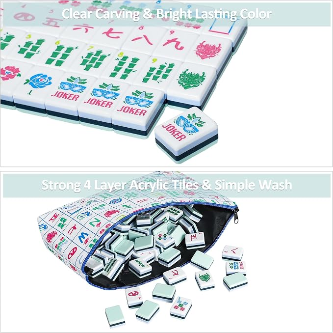 American Mahjong Tile Set with160 Acrylic 4 Layer Engraved Mahjong Tiles - Image 4