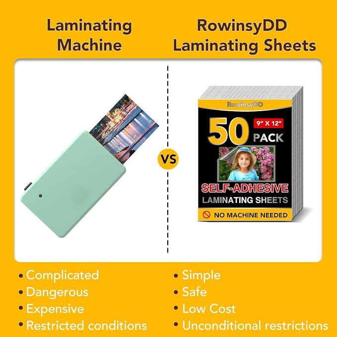 50 Pack Self Adhesive Laminating Sheets, 9 X 12 Inch, No Machine Needed - Image 4