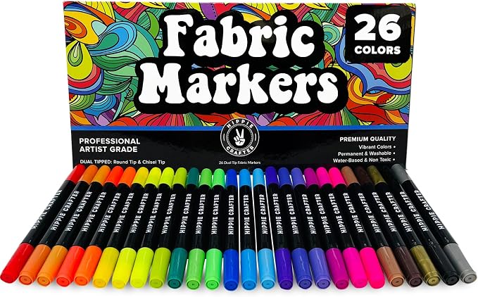 Fabric Markers, Permanent No-Bleed Fabric Pens by HippieCrafter