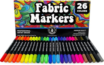 Fabric Markers, Permanent No-Bleed Fabric Pens by HippieCrafter