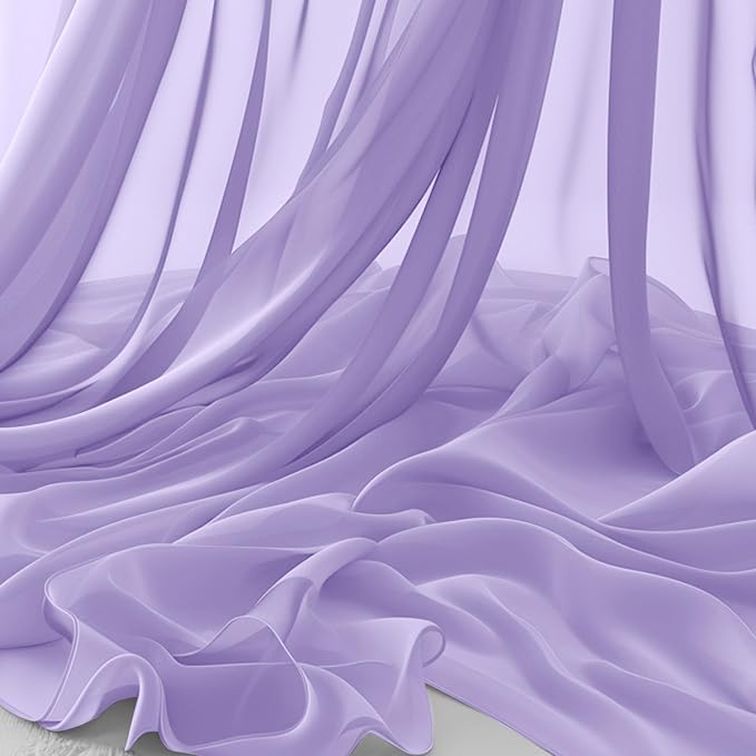 Horbaunal Lavender Chiffon Fabric by The Yard, 5 Yard Continuous Sheer Fabric by Horbaunal