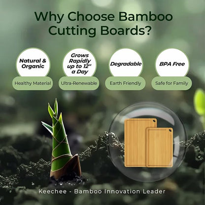 Chopping Board 2-Pcs Natural Bamboo Cutting Board - Image 6