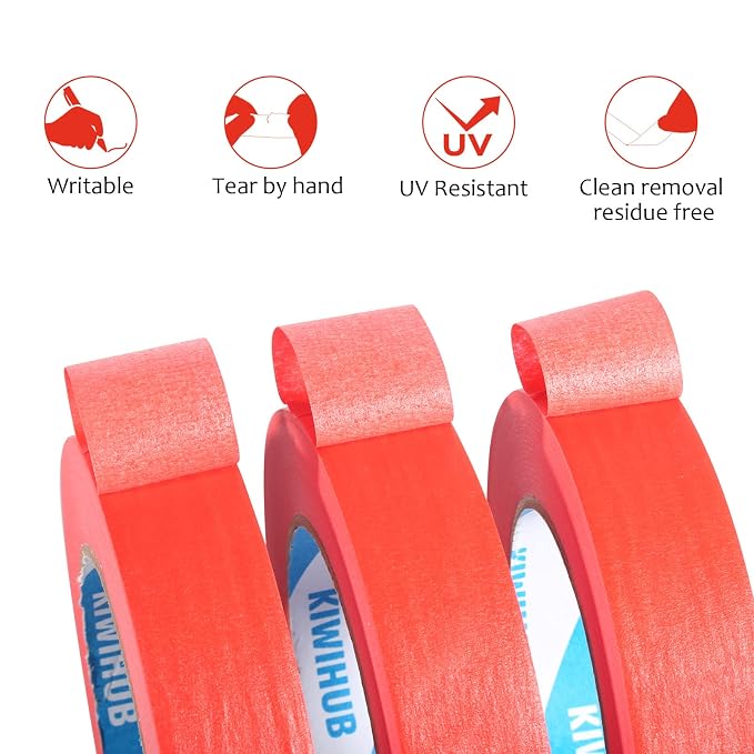 Red Painters Tape, 1” x 60 Yds x 5 Rolls - Image 4