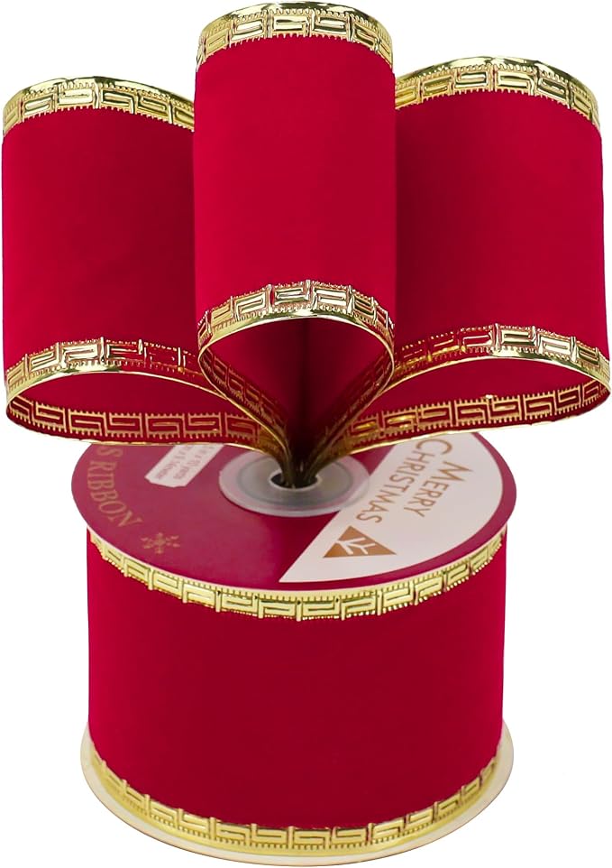 MEEDEE Red Velvet Ribbon 2.5 Inch - Image 7