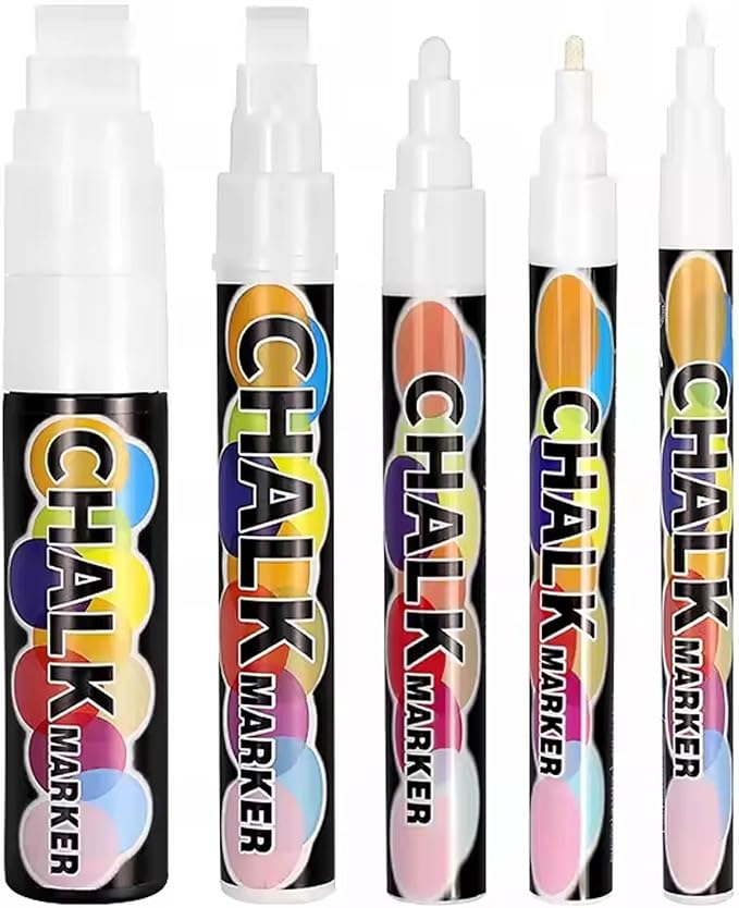 White Window Chalk Markers Pen, 5 Pack White Window Chalk Markers by Celepen