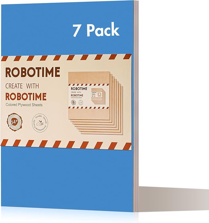 ROBOTIME 7-Pack Double-Sided Colored Basswood Sheets 1/8" by ROBOTIMEBuildingThingstoLife
