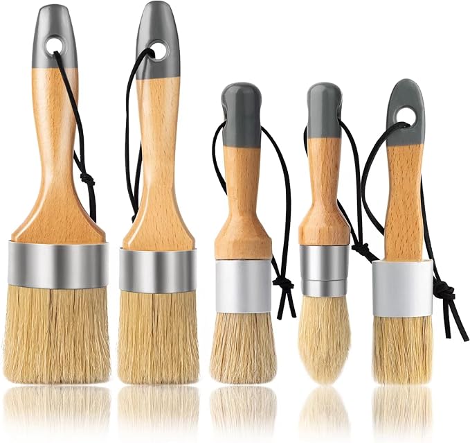 Chalk Paint Brush, Wax Paint Brush Set of 5, Wax Brushes and Chalk Paint by YiBaiBrush