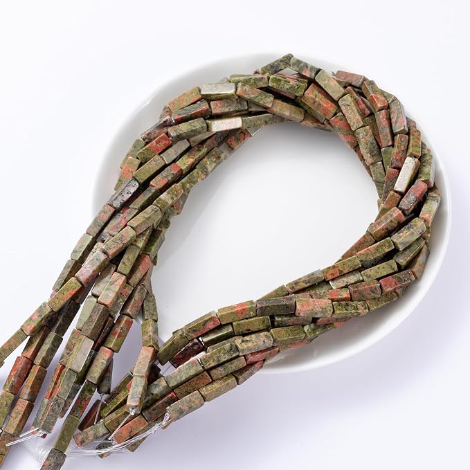 Natural Unakite Rectangle Tube Beads 4x13mm 38cm/str Loose Semi Gemstone Stone - Image 7