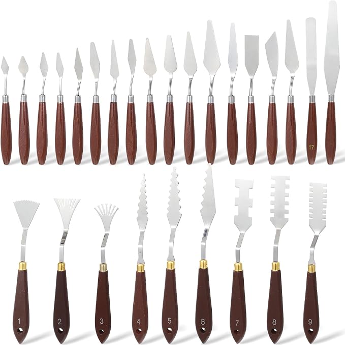 27 Piece Palette Knife Set, Stainless Steel Spatula Art Spatula Pallet Knife by Telooco