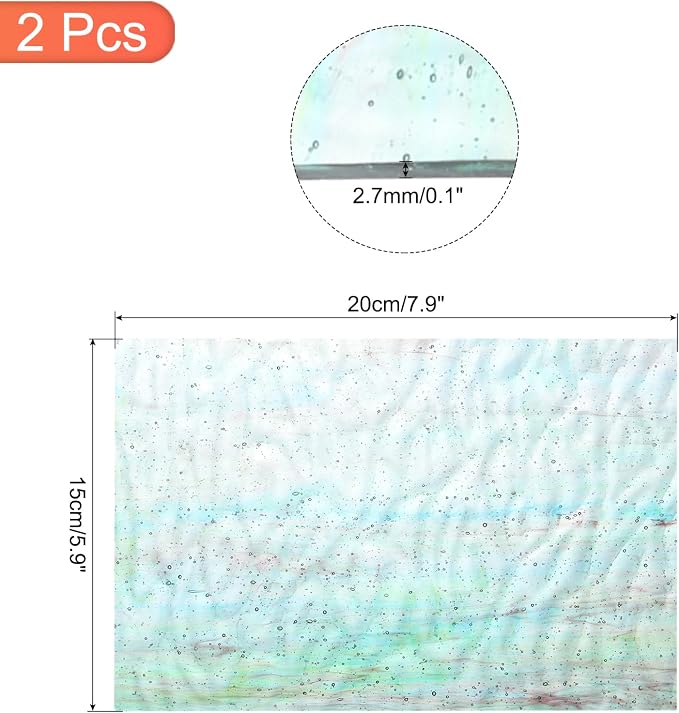 MECCANIXITY 2 Pcs Stained Glass Sheet Mosaic Tile 7.9 Inch x 5.9 Inch Cyan - Image 2