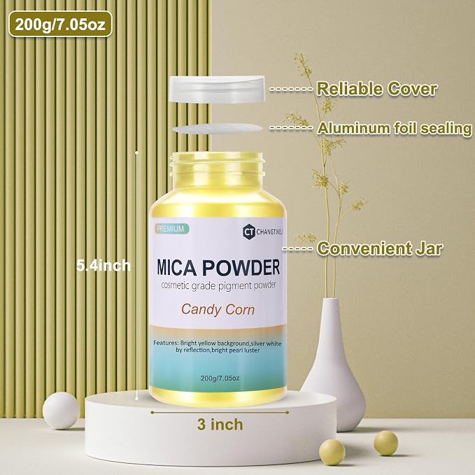 Mica Powder, 7.05OZ（200g）, Candy Corn Mica Powder Pigment - Image 3