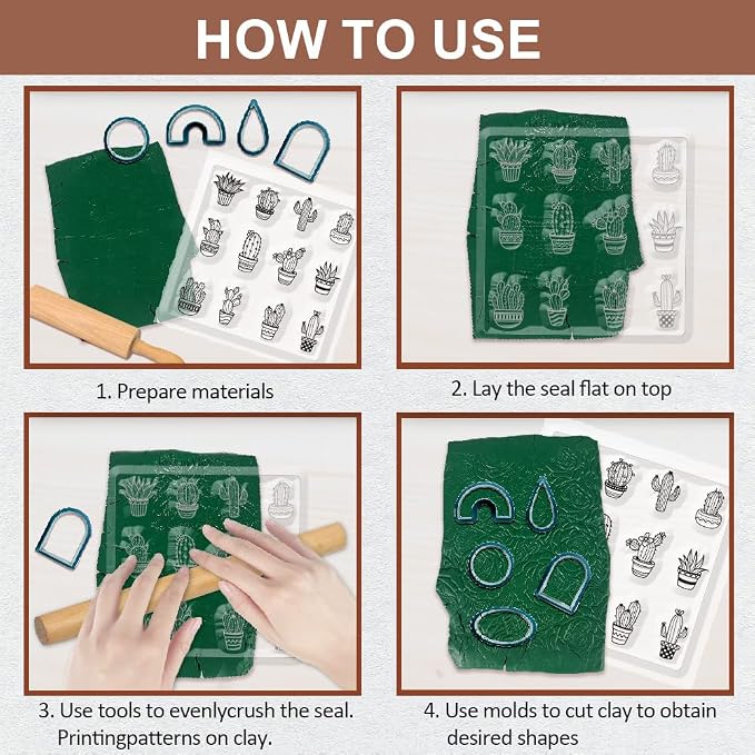 CHGCRAFT Polymer Clay Texture Sheet Cactus Clear Clay Texture Mat Silicone - Image 3