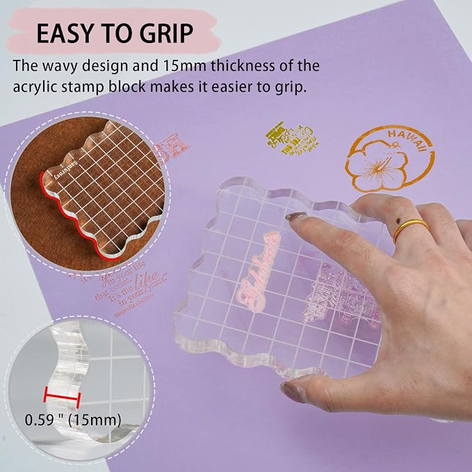 Sanfurney 1 Piece Acrylic Stamp Block, 15mm Thick - Image 3