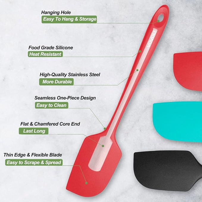 3 Pack Large Silicone Spatula for Kitchen, 600°F Heat resistant Rubber Spatulas - Image 3