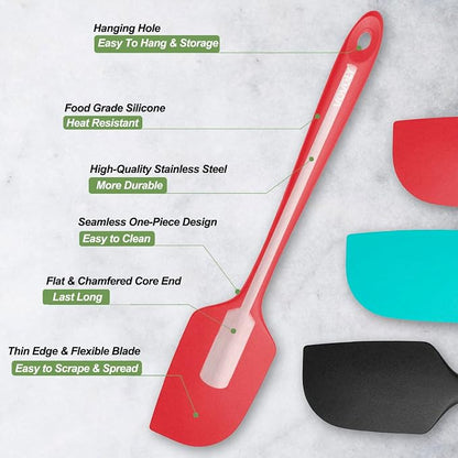 3 Pack Large Silicone Spatula for Kitchen, 600°F Heat resistant Rubber Spatulas - Image 3