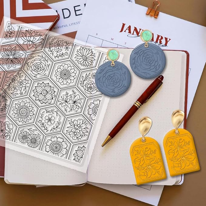 CHGCRAFT Flowers Boom Silicone Texture Stamp Clay Modeling Pattern Pad Texture - Image 4