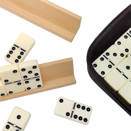 Dominos Set for Adults with 4 Wooden Racks, Double 6 Dominoes Game Set with 28 - Image 3