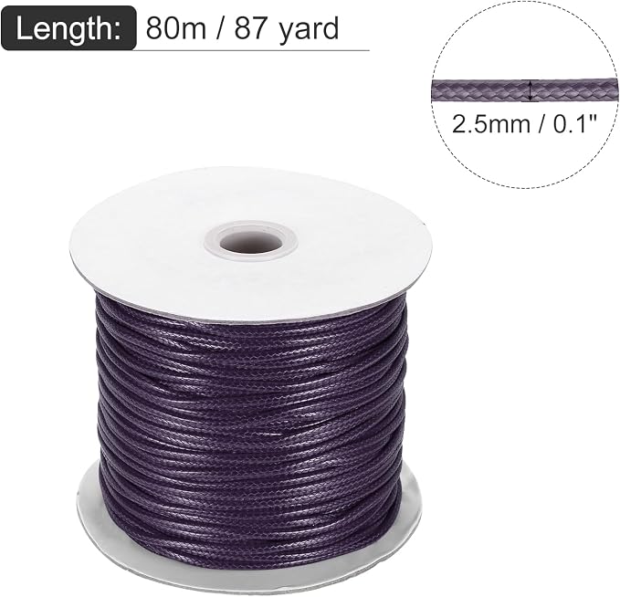 MECCANIXITY Waxed Cord 2.5mm Waxed Polyester Cord 87 Yard Wax String - Image 2