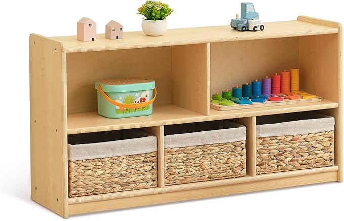 OOOK 5-Compartment Wooden Storage Cabinet, Montessori Shelf by OOOK