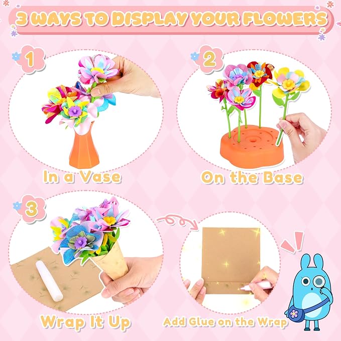 Crelloci DIY Fabric Flower Bouquet Craft Kit - Image 4
