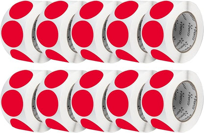 Perco Red 3-Inch Perforated Circle Dot Sticker Labels — 10 Rolls, 000 Round by Perco