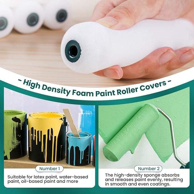Foam Paint Roller, 20 Pack, 6 Inch Mini Paint Roller Covers, High Density Foam - Image 2