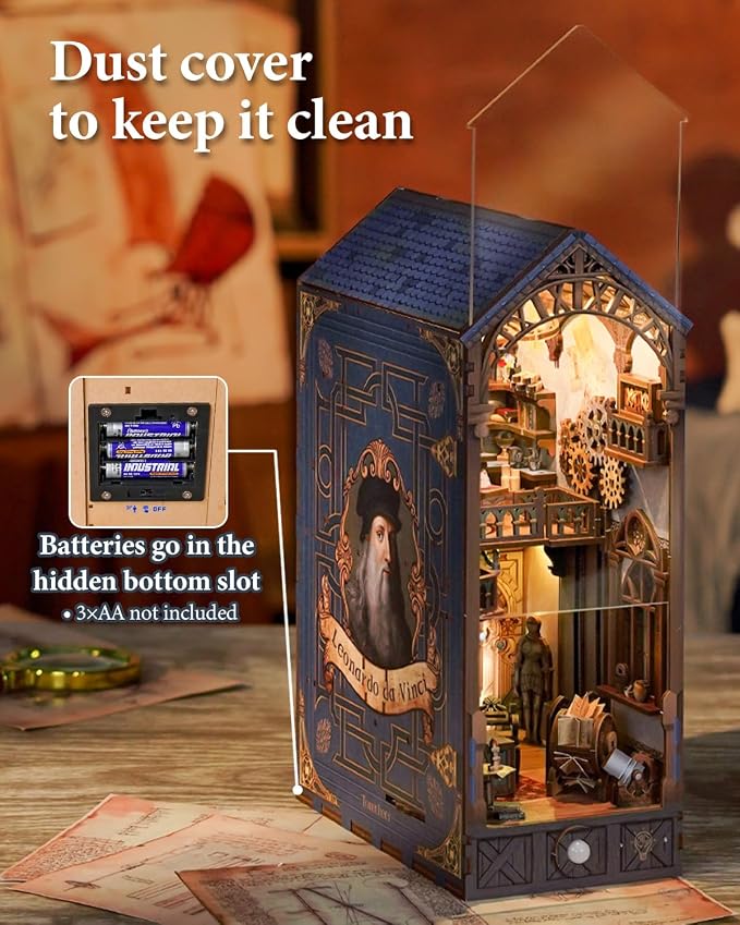Tonecheer DIY Book Nook Kit for Adults, 3D Puzzle Wooden Miniature House Kit - Image 6