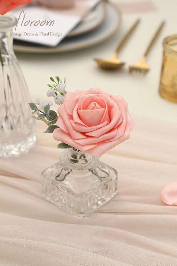 Floroom Artificial Flowers 25pcs Real Looking Mixed Living Coral Foam Fake Roses - Image 7