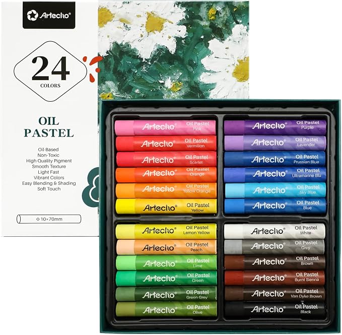 Artecho Oil Pastels Set of 24 Colors, Soft Oil Pastels by Artecho