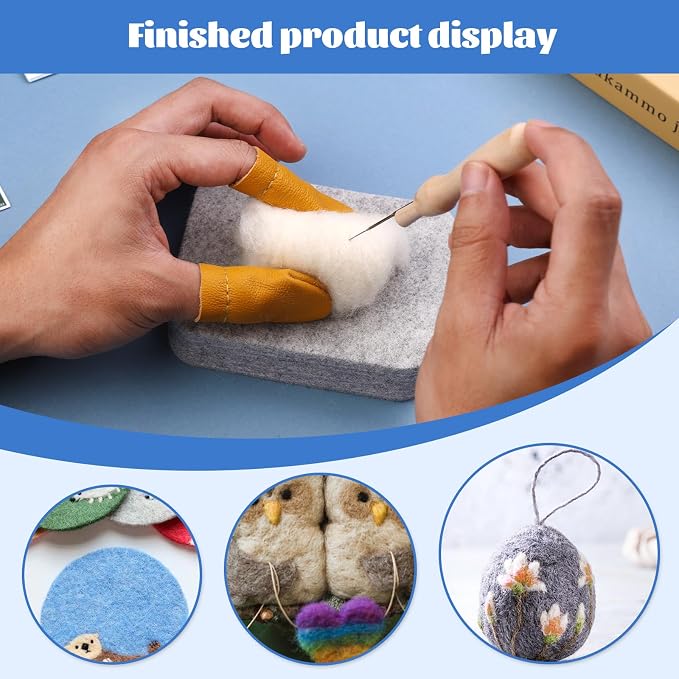 Needle Felting Mat, Needle Felting Tools, 4.6x3.3x1 inch Natural Felting Wool - Image 7