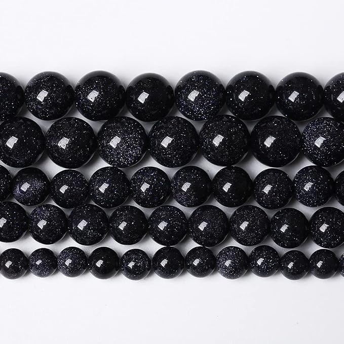 90PCS 4mm Starry Blue Sandstone Gemstone Beads Beads Natural Stone Round Loose by NaturalStoneBeads