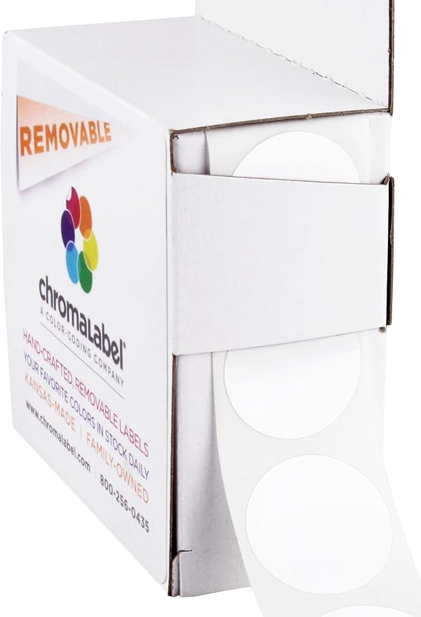 ChromaLabel 1 Inch Circle Sticker Labels, Removable Sticky Dots by ChromaLabel