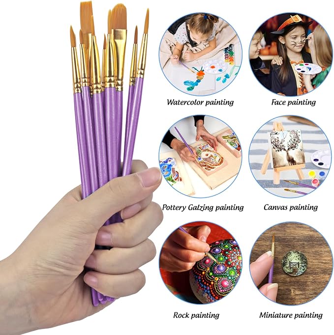 Halloween Paint Brushes Palettes Set by DUGATO, 2 Packs/20pcs Round Pointed Tip - Image 5