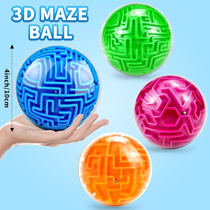 YongnKids 4 Pack 3D Puzzle Maze Ball Toys| Brain Teaser Puzzles Maze Game - Image 4