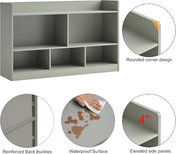 Kids Toy Storage Organizer, 5-Section Bookshelf - Image 4