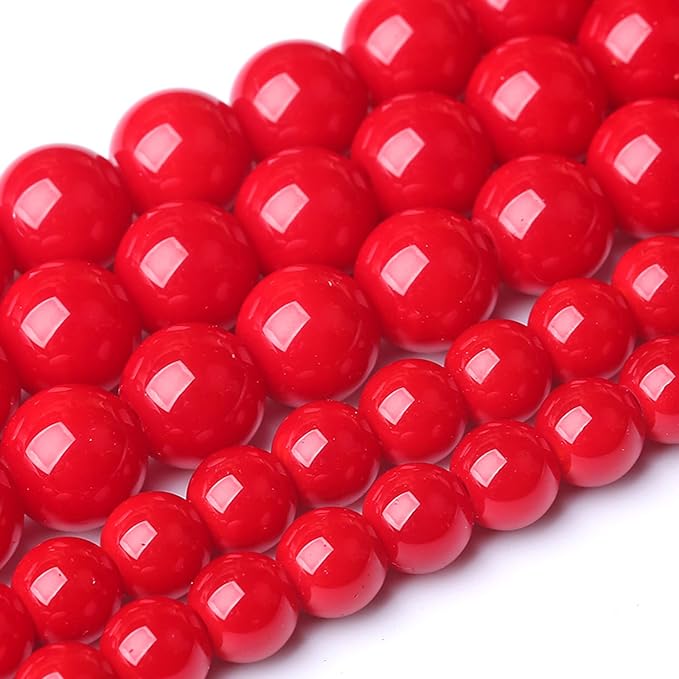10MM Coral Red Glass Beads Natural Stone Crystal Energy Round Loose Beads - Image 2