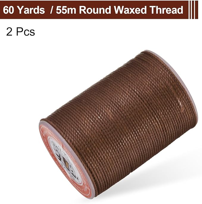 uxcell Round Leather Sewing Waxed Thread, 55m / 60 Yards Polyester Wax String - Image 3