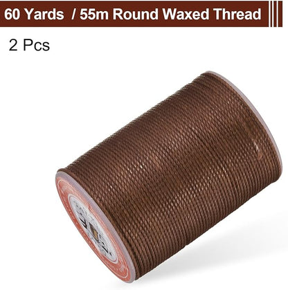 uxcell Round Leather Sewing Waxed Thread, 55m / 60 Yards Polyester Wax String - Image 3