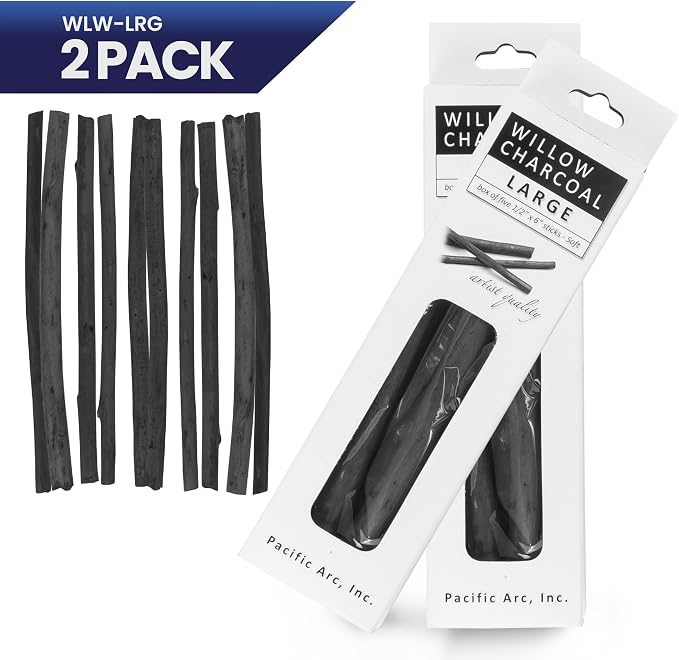 Pacific Arc 2 Pack Large Vine Charcoal Stick 5/Pkg, Thick Willow Charcoal - Image 2