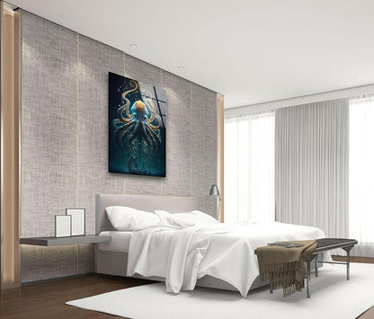 My Photostation.com 40WX60H'' Underwater Blue Octopus Glass Wall Art Tempered - Image 8