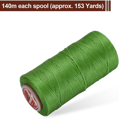 uxcell Flat Leather Sewing Waxed Thread, 140m / 153 Yards Polyester Wax String - Image 3