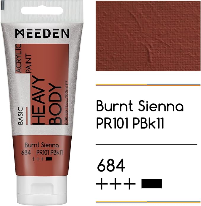 MEEDEN Acrylic Paint Burnt Sienna: Bundled - 100ml/3.38oz x 2 Bulk Heavy Body - Image 2